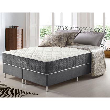 Imagem de Cama Box King Cinza + Colchão Molas Ensacadas Suporte 200 Kg Fort Wayne 193x203x67cm