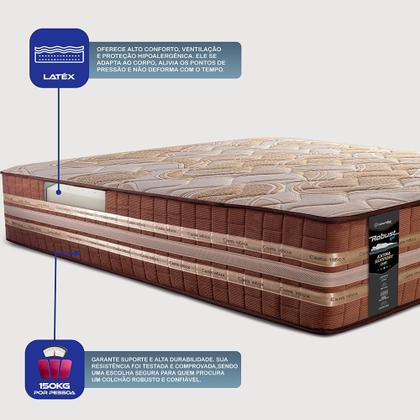 Imagem de Cama Box King Colchão + Box 193x203x76 com Espuma Látex Robust Gel 220 Caramelo Cama inBox