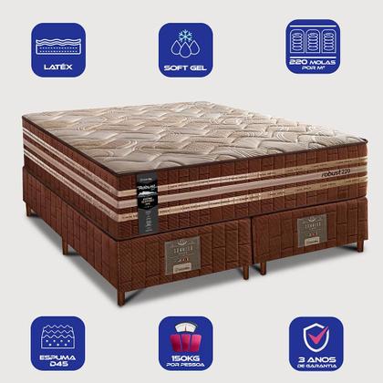 Imagem de Cama Box King Colchão + Box 193x203x76 com Espuma Látex Robust Gel 220 Caramelo Cama inBox