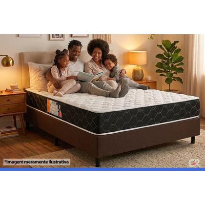 Imagem de Cama Box King: Colchão Espuma Castor D33 Black e White + Base CRC Suede Brown(193x203)