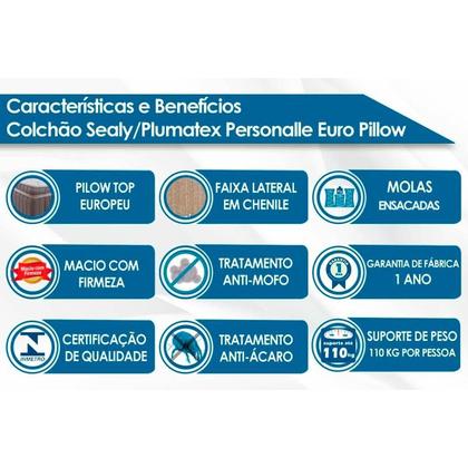 Imagem de Cama Box King: Colchão Molas Plumatex MasterPocket Ensacadas Personalle + Base CRC Suede Marrom(193x203)