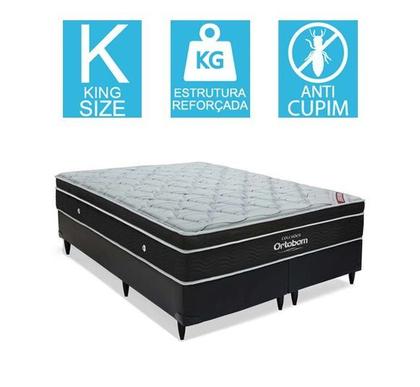Imagem de Cama Box King + Colchão Ortobom Elegant Molas Superpocket 68x193x203