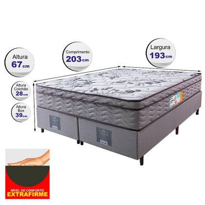 Imagem de Cama Box King Colchão Ortopédico + Box 193x203x67 One Face Espuma D45 Cinza