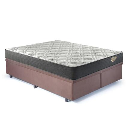 Imagem de Cama Box King com Baú Suede Marrom 193x203 com Colchão Adapto Molas Ensacadas Ecoflex