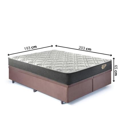 Imagem de Cama Box King com Baú Suede Marrom 193x203 com Colchão Adapto Molas Ensacadas Ecoflex
