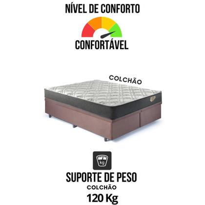 Imagem de Cama Box King com Baú Suede Marrom 193x203 com Colchão Adapto Molas Ensacadas Ecoflex