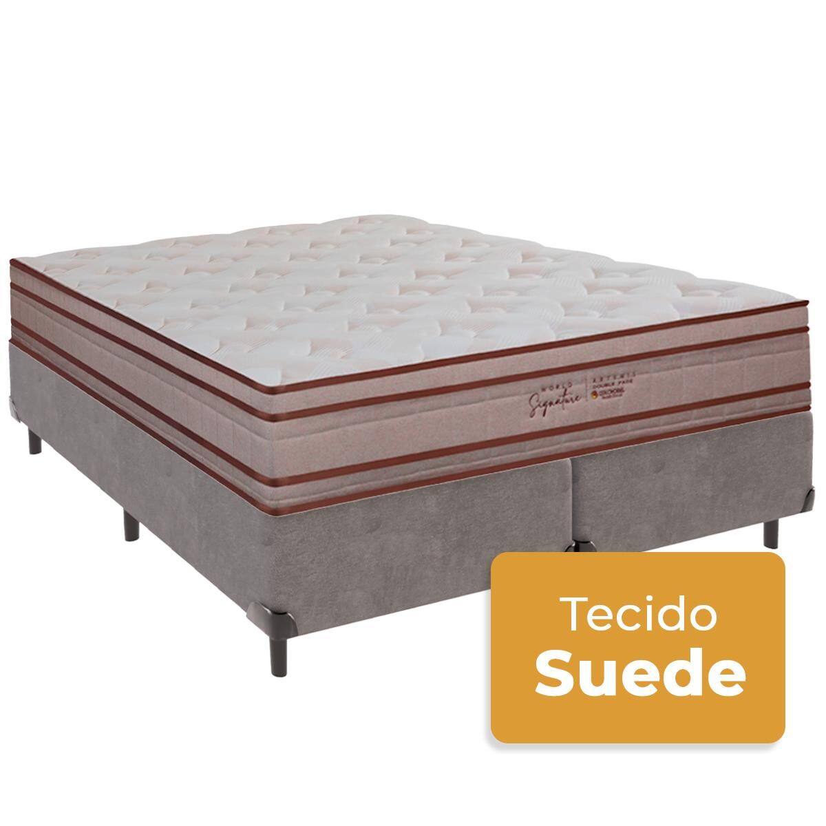 Imagem de Cama Box King e Colchão Artemis Molas Ensacadas Colchobel Cinza
