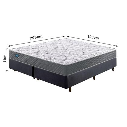 Imagem de Cama Box King Size 193x203 Alpha Cinza com Colchão Mola Ensacada