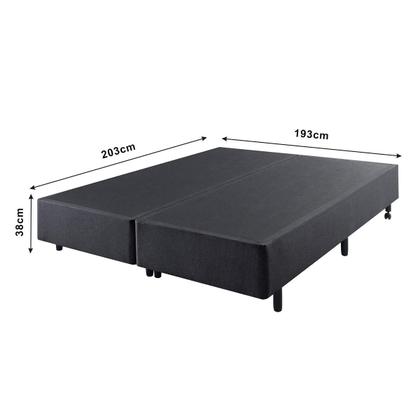 Imagem de Cama Box King Size 193x203 Alpha Cinza com Colchão Mola Ensacada