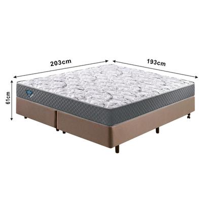 Imagem de Cama Box King Size 193x203 Alpha Marrom com Colchão Mola Ensacada