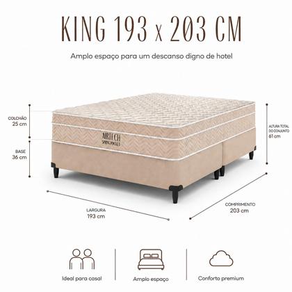 Imagem de Cama Box King Size 193x203x61cm com Colchão Molas Ensacadas Ortobom Airtech Bege