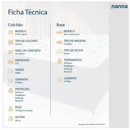 Imagem de Cama Box King Size Colchão Ortho Suport Espuma D33 Ortopédico Pillow Paparazzi 193x203x65cm