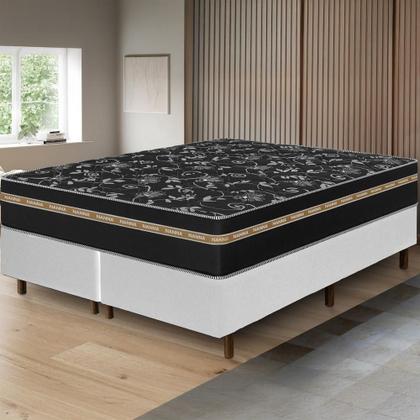 Imagem de Cama Box King Size Colchão Ortho Suport Espuma D33 Ortopédico Pillow Paparazzi 193x203x65cm