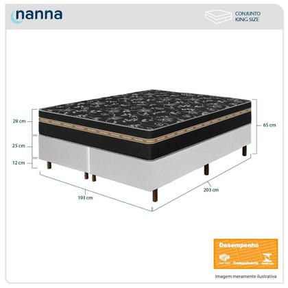 Imagem de Cama Box King Size Colchão Ortho Suport Espuma D33 Ortopédico Pillow Paparazzi 193x203x65cm