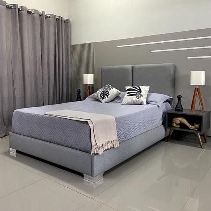 Imagem de Cama Box Luxo Com Cabeceira Módena Linho Cinza RBL Casal 1,40 X 1,90