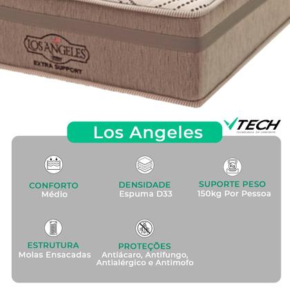 Imagem de Cama Box Marrom e Colchão Los Angeles Molas Ensacadas Viúvo V-Store 128x188x28