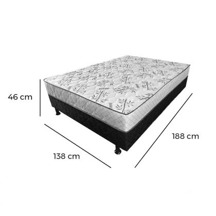 Imagem de Cama Box Monaco Casal Ortopédica 138x188x46cm Cor Branco com Preto