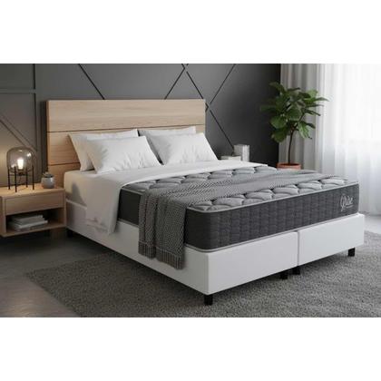 Imagem de Cama Box NOVO + Colchão Espuma Kappesberg D40 Anatômico Grise + Base CRC Corano White
