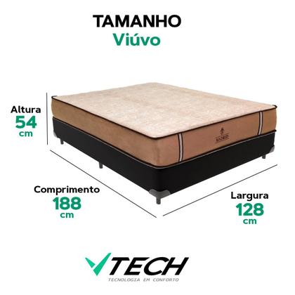Imagem de Cama Box Preto e Colchão Madrid Molas Ensacadas Viúvo V-Store 128x188x28