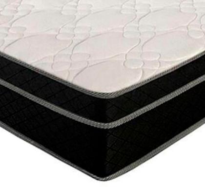 Imagem de Cama Box Queen 158 - Tecido Sintético Branco com Colchão Paris - Molas Ensacadas Preto 66x158x198