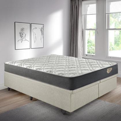 Imagem de Cama Box Queen Baú Reforçado e Resistente Areia com Colchão Adapto Molas ensacadas
