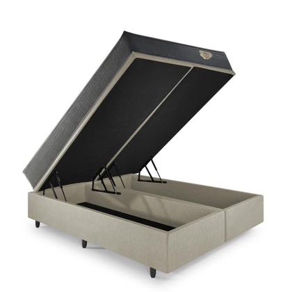 Imagem de Cama Box Queen Baú Reforçado e Resistente Areia com Colchão Adapto Molas ensacadas