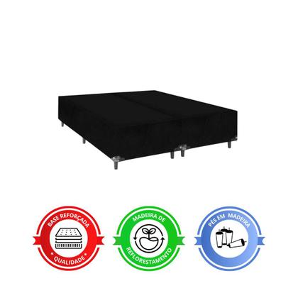 Imagem de Cama Box Queen Bipartido + Colchão D33 One Face - 56x158x198cm - Suede Preto