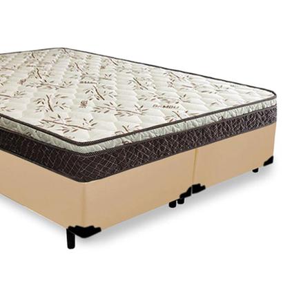 Imagem de Cama Box Queen Bipartido Sintético +  Colchão Elegance Ortopédico Espuma D33 Extra Firme 158x198x63 Bege