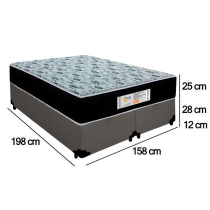 Imagem de Cama Box Queen Bipartido Sintético + Colchão Molas Ensacadas Sereneprime Sonnolux 158x198x65 Cinza