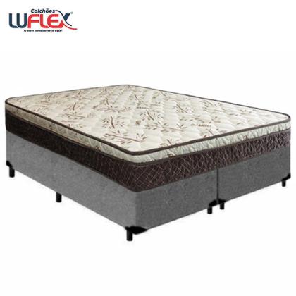Imagem de Cama Box Queen Bipartido Suede +  Colchão Elegance Ortopédico Espuma D33 Extra Firme 158x198x63 Cinza