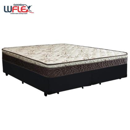 Imagem de Cama Box Queen Bipartido Suede +  Colchão Elegance Ortopédico Espuma D33 Extra Firme 158x198x63 Preto