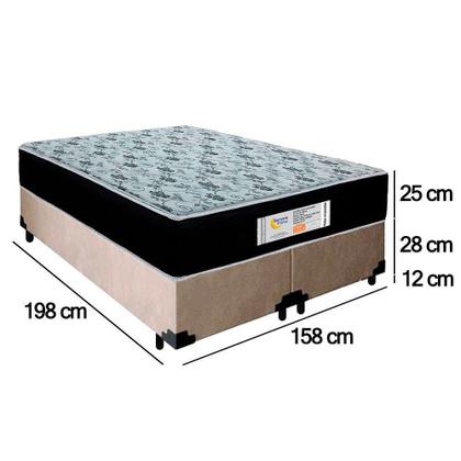 Imagem de Cama Box Queen Bipartido Suede + Colchão Molas Ensacadas Sereneprime Sonnolux 158x198x65 Bege