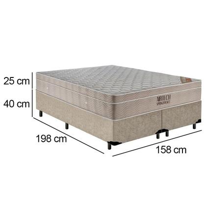 Imagem de Cama Box Queen Bipartido Suede + Colchão Ortobom Airtech Molas Ensacadas 158x198x65 Bege
