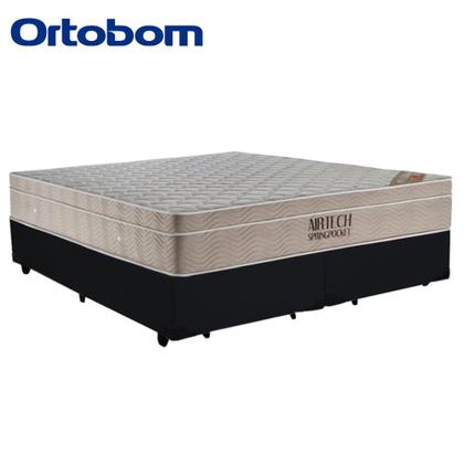 Imagem de Cama Box Queen Bipartido Suede + Colchão Ortobom Airtech Molas Ensacadas 65x158x198 Preto