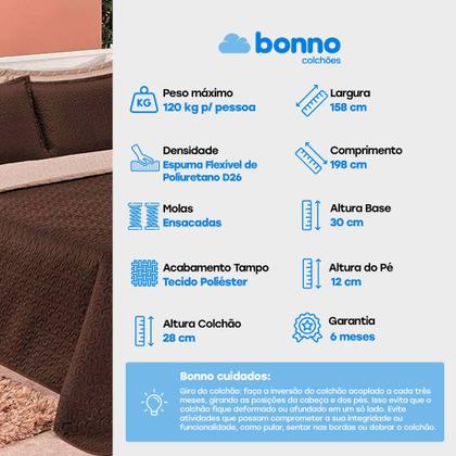 Imagem de Cama Box Queen Bonno Platinum Style New Molas Ensacadas 158x198x70cm