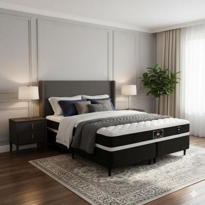 Imagem de Cama Box Queen Castor Black e White Air Double Face D45 158x198x54 + Box Castor