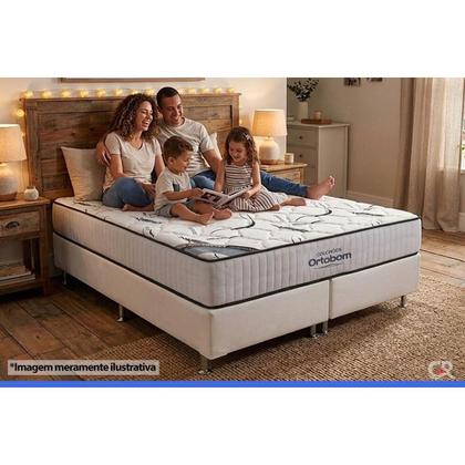 Imagem de Cama Box Queen: Colchão Espuma Ortobom D45 High Foam + Base CRC Courano White(158x198)