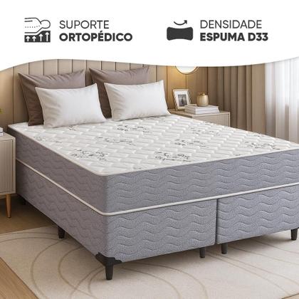 Imagem de Cama Box Queen + Colchão Espuma Ortopédico D33 Piemonte 158x198x63cm Full - Maestro Colchões