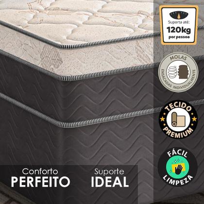 Imagem de Cama Box Queen + Colchão Molas Ensacadas Luare Europillow 158x198x70cm