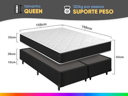 Imagem de Cama Box Queen + Colchão Molas Ensacadas Pergola Europillow 158x198x63cm