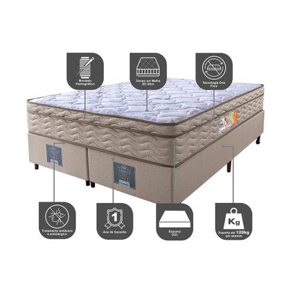Imagem de Cama Box Queen Colchão Ortopédico + Box 158x198x67 One Face Espuma D33 Dourado