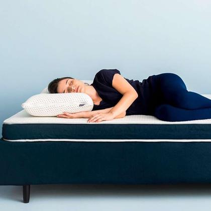 Imagem de Cama Box Queen com Colchão Guldi Duplo Plus D28 Branca e Azul