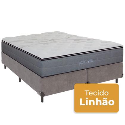 Imagem de Cama Box Queen e Colchão Ares Molas Ensacadas Colchobel Cinza
