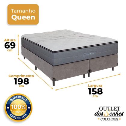Imagem de Cama Box Queen e Colchão Ares Molas Ensacadas Colchobel Cinza