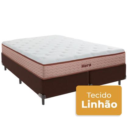 Imagem de Cama Box Queen e Colchão Hera Molas Ensacadas Colchobel Marrom