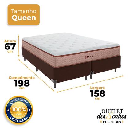 Imagem de Cama Box Queen e Colchão Hera Molas Ensacadas Colchobel Marrom