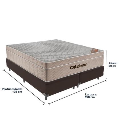Imagem de Cama Box Queen Marrom e Colchão Ortobom Airtech SpringPocket