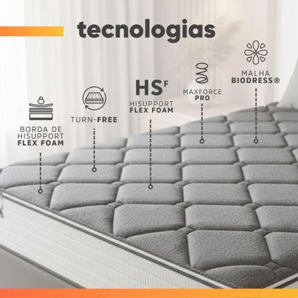 Imagem de Cama Box Queen Real Max Force Softgel 158x198x65cm - Suporta Até 200 Kg Por Pessoa Branco / Cinza
