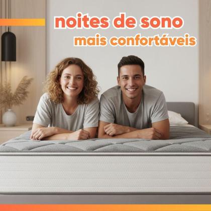 Imagem de Cama Box Queen Real Max Force Softgel 158x198x65cm - Suporta Até 200 Kg Por Pessoa Branco / Cinza