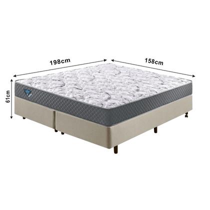Imagem de Cama Box Queen Size 158x198 Alpha Bege com Colchão Mola Ensacada